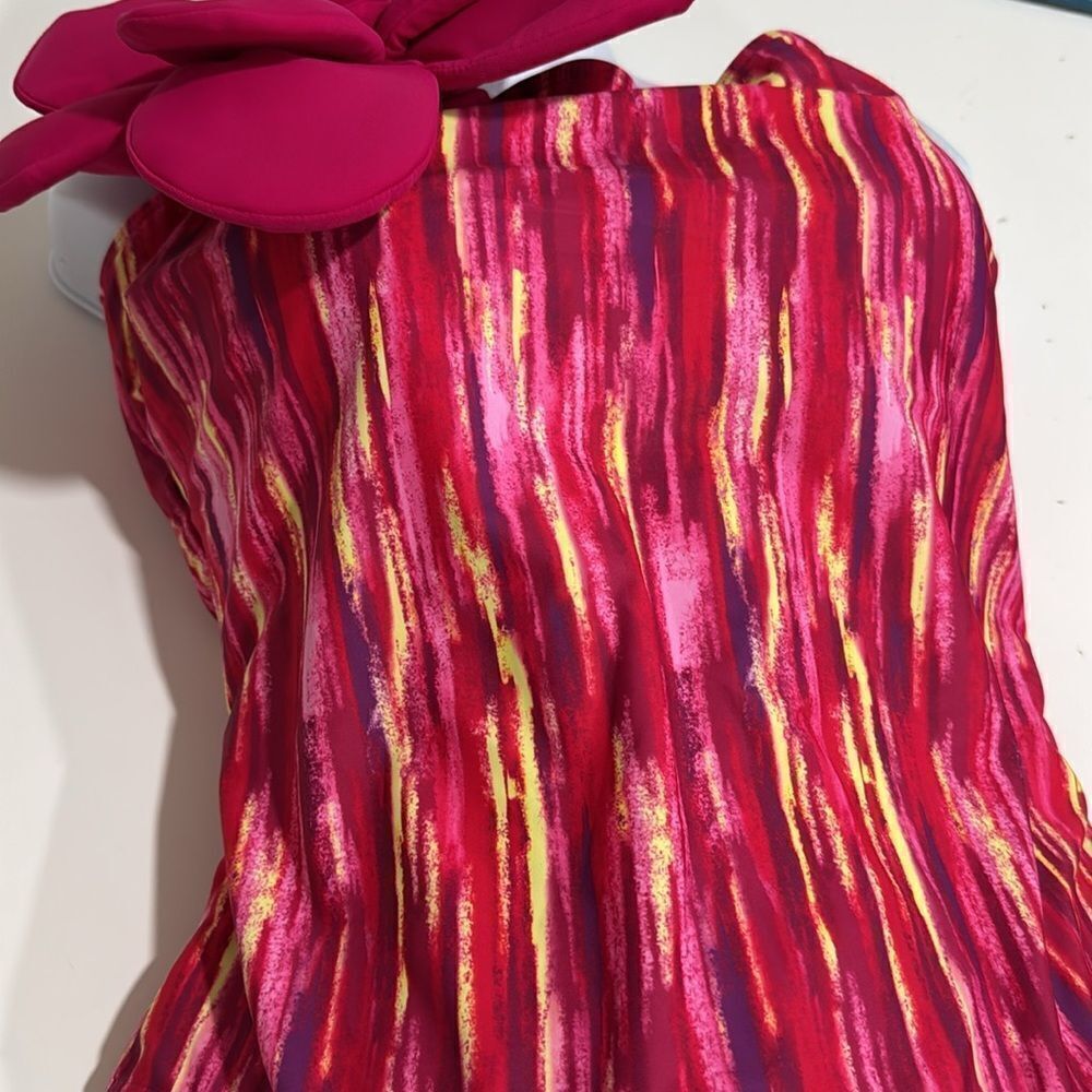 Pink and Yellow One Piece Swimsuit with Textured Halter Top NWOT - Picture 4 of 7